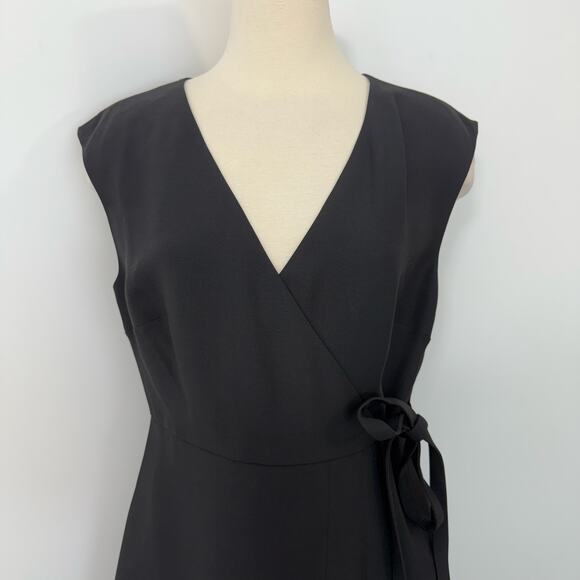 Valentino Wrap Effect Midi Dress Wool and Silk Black 46 (US 10) NWT - Picture 4 of 16